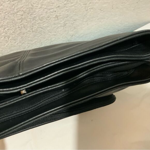 Black SAS Leather Shoulder Bag Made in the USA Multi Pocket - Picture 3 of 12